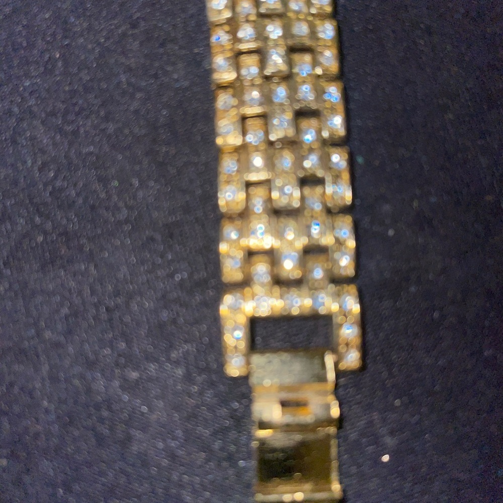 Gold Tone Diamond Encrusted Bling Watch - Picture 5 of 9